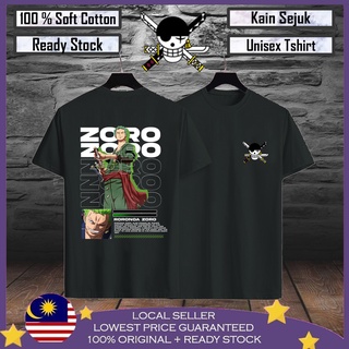 เสื้อยืด ผ้าฝ้าย 100% พิมพ์ลาย One Piece Roronoa Zoro สําหรับผู้ชาย