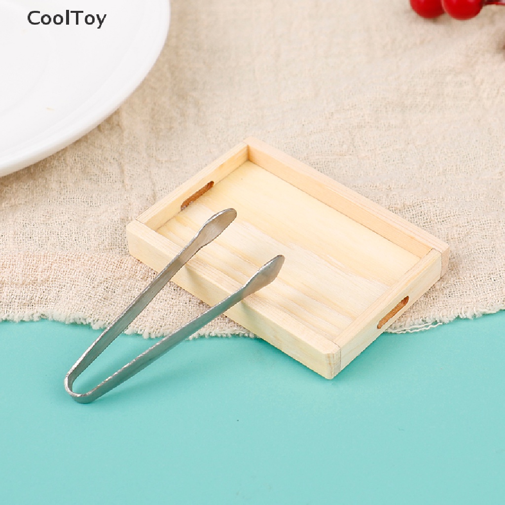 < Cooltoy > โมเดลถาดไม้จิ๋ว 1:12 สําหรับตกแต่งบ้านตุ๊กตา 2 ชิ้น ต่อชุด