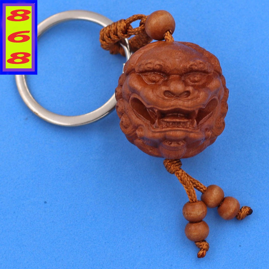 KGBDDKL 3D Unicorn Head Peach Wood Key Chain