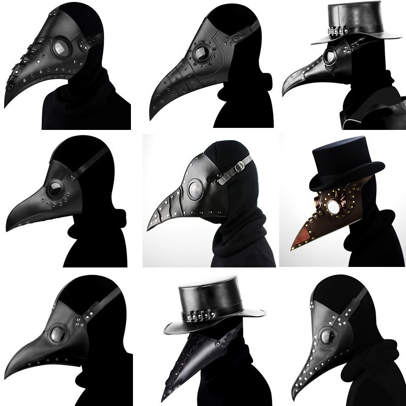 Crow Beak Mask คอสเพลย์ Plague Doctor Headgear Steampunk ยุคกลาง Death Demon Perfect Restoration