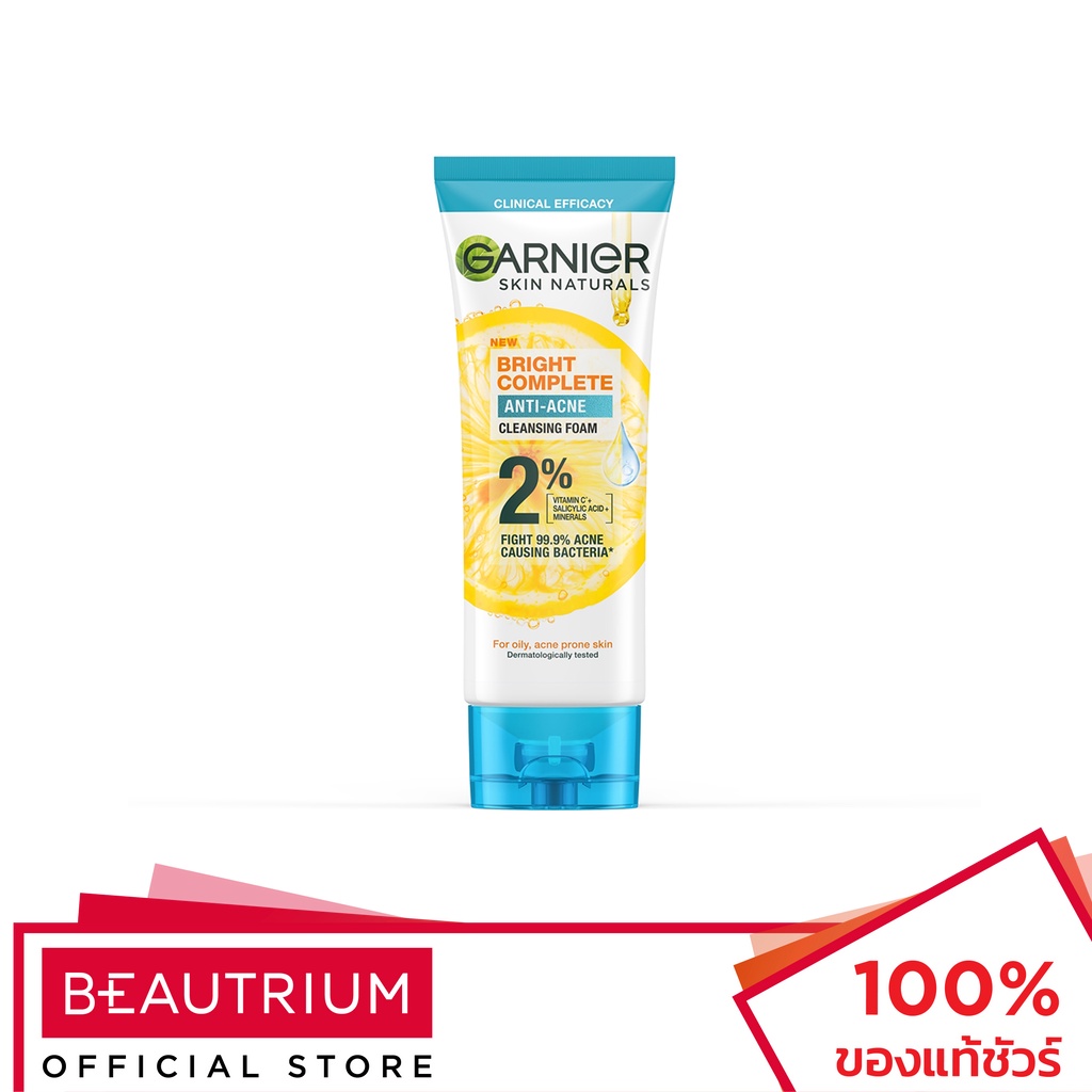 GARNIER Skin Naturals Bright Complete Anti-Acne Cleansing Foam ผลิตภัณฑ์ทำความสะอาดผิวหน้า 100ml