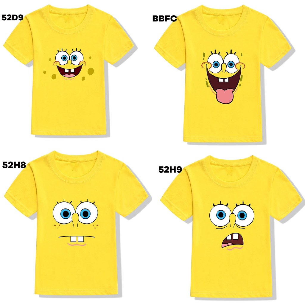 เสื้อยืดแขนสั้นพิมพ์ลาย Spongebob ลําลองสําหรับเด็กผู้ชาย
