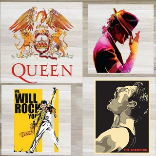 แผ่นสติกเกอร์รีดร้อน ลายวงร็อค The Queen ซักล้างได้ สําหรับตกแต่งเสื้อผ้า DIY