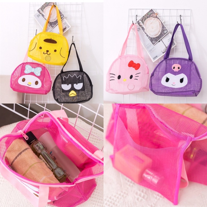 ลดขาดทุน กระเป๋าสะพาย Sanrio ตาข่ายไนล่อนผสมงานปัก