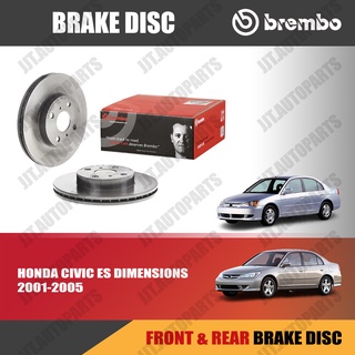 Brembo จานเบรค HONDA CIVIC ES DIMENSION 2001-2005, ฮอนด้า ซีวิค ES ตาหวาน ตาเหยี่ยว ปี 2001-2005 [คู่หน้า, คู่หลัง]