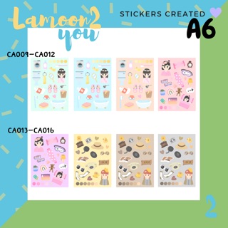 สติกเกอร์ไดคัท Sticker Die-Cut A6 ลายน่ารัก แผ่นละ35฿ 3แผ่น100฿