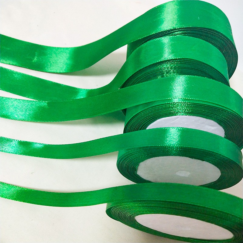 ม้วนริบบิ้น สีเขียว สําหรับตกแต่งเสื้อผ้า บรรจุภัณฑ์ 25 หลา ต่อม้วน