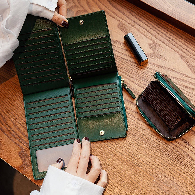 SENSES// Card Holder Female Ultra-Thin Genuine Leather Little Bee Multi-Card-Slot Coin Purse Bank Card High-End Exquisite Card Holder iKkw
