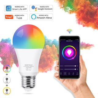 LED WiFi สำหรับ Alexa Google Bluetooth หลอดไฟควบคุมด้วยเสียงอัจฉริยะ ปรับสีได้ Smart RGB Light Bulb