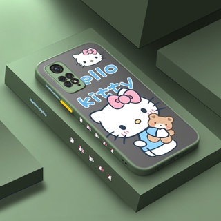 เคสซิลิโคนนิ่ม ขอบสี่เหลี่ยม ลายการ์ตูนคิตตี้ กันกระแทก สําหรับ Xiaomi MI Redmi Note 11 11s Poco M4 Pro 4G