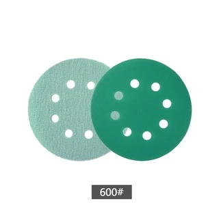 10PCS 5Inch8hole 125 มม.กระดาษทราย WetDry Hook Loop Flocking สีเขียวแผ่นขัด 60-2000