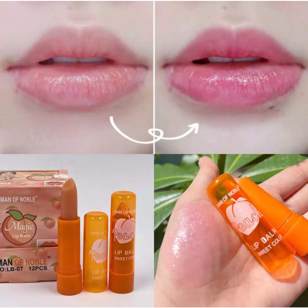 LB-07ลิปมันเปลี่ยนสี พร้อมส่ง ลิปมันบํารุงริมฝีปาก ลิปมันลูกพีช เติมความชุ่มชื่น ลดปากดำ แห้ง แตก