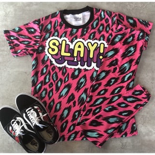 ชุดเซทเสื้อยืด &amp; กางเกงเลคกิ้ง ลายSLAY!