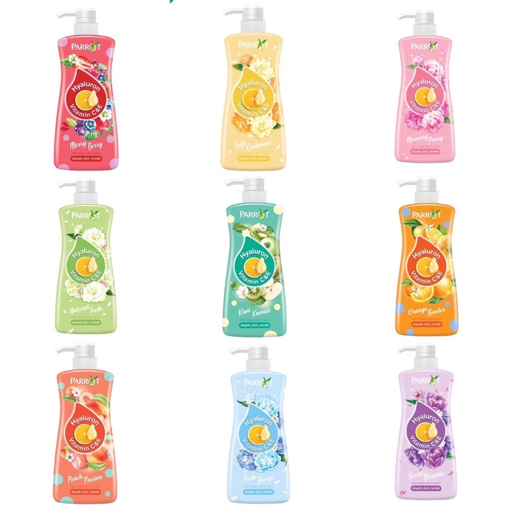 Parrot Hyaluron Vitamin C&E Body Wash แพรอท ไฮยาลูรอน วิตามินซีและอี ครีมอาบน้ำ 450 มล.