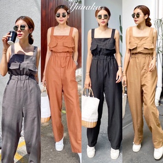 Yunaka จั๊มสูท ชุดจั๊ม จั๊มสูทขายาว Muse linen jumpsuit สาวมินิ อก 32 เอว 28