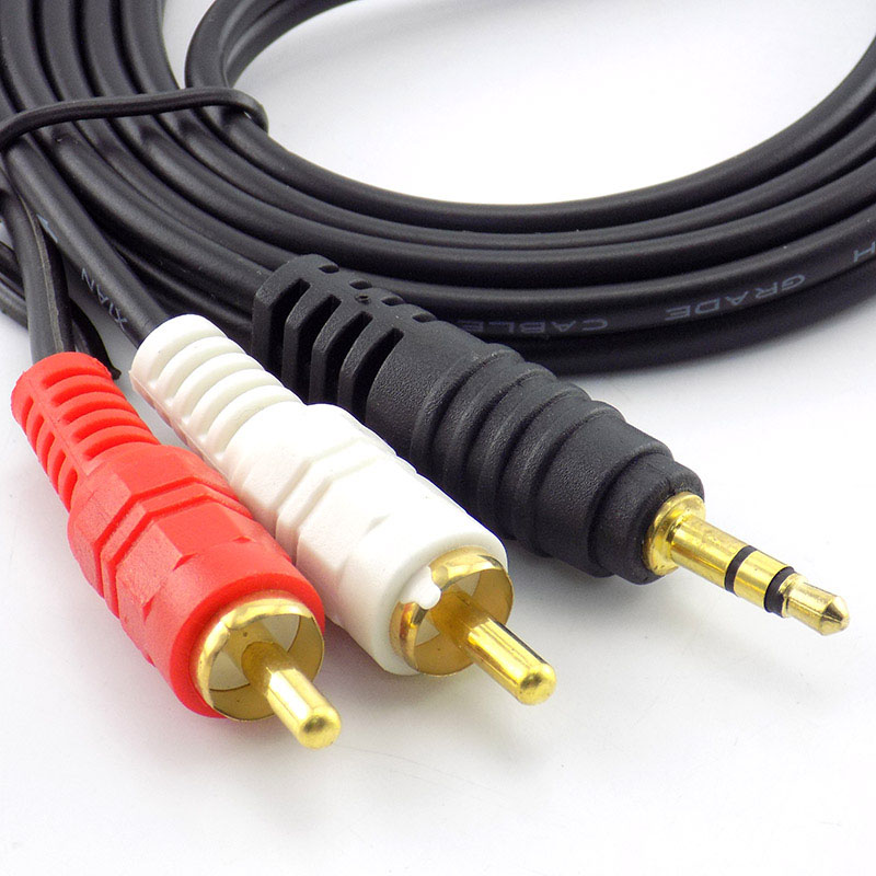 3.5 มม.แจ็ค AV 2 RCA ชายเชื่อมต่อขยายสาย 1.35M 3M 5M 10M สําหรับโทรศัพท์ทีวี AUX คอมพิวเตอร์ PC ลําโพงเพลงเสียง THH1