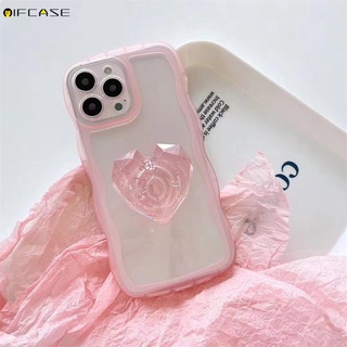 Oppo Reno 8 7 6 5 4 Pro 5G เคสโทรศัพท์ Love Heart Holder Stand Shiny Glitter Bling Wave Creative Candy Colors Simple Clear Soft Casing Cases Cover