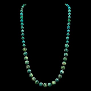 (ใส่โค้ดINCSM4Fเพิ่ม 20) สร้อยคอ หินเทอร์ควอยส์ เม็ดทรงกลม Turquoise Round Beads Necklace Handmade Gemstone Jewelry