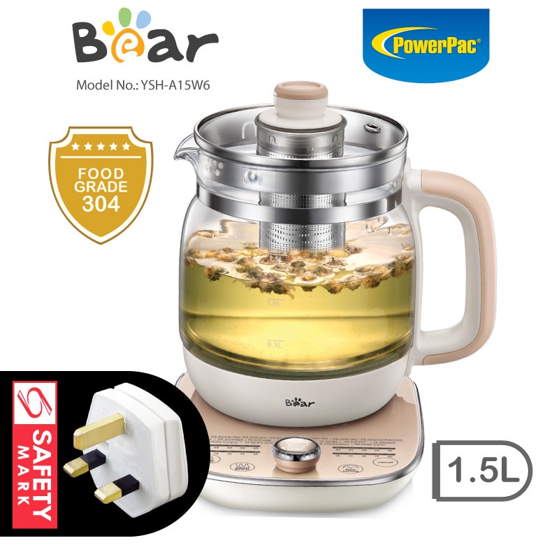 Bear Electric Health Kettle 1.5L multi-function Kettle Tea Office 20 press function (YSH-A15W6)