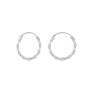 SILVER THAI 14mm Sterling silver twisted hoop earrings ต่างหูเงินแท้925ขนาด14มินแบบห่วงบิด