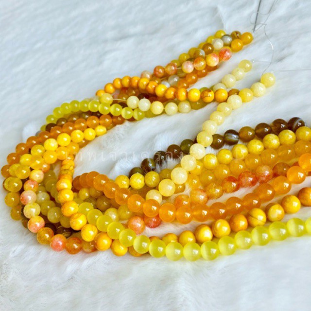 หินนำโชค 8 มิล สีเหลือง บุษราคัม แพ็ค10-20เม็ด อำพัน พกพาเสริมดวง เสริมสง่าราศี โชคลาภ เงินทอง