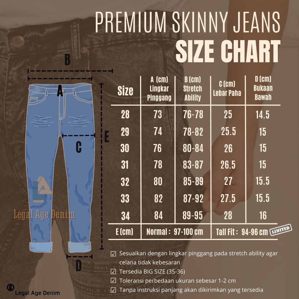 NOTE BIKERS CARGO Legal Age Premium Skinny Bikers Soft Jeans Stretch (กางเกงยีนส์เรียบและยืดหยุ่น) -