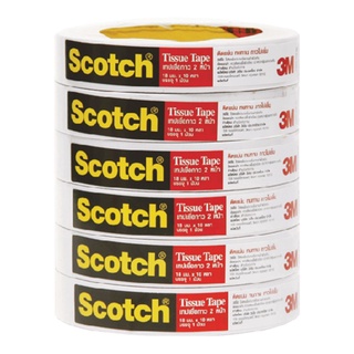 3เอ็ม เทปกาว 2 หน้า แบบบาง x 6 ม้วน101346Scotch® Tissue Tape 18Mm x 10Y 6Rolls/Pack 3M Thin Double Sided Adhesive Tape x