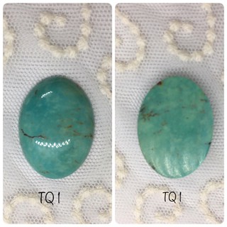 หินเทอร์คอยส์ธรรมชาติแท้ เจียระไนทรงวงรี (Natural Turquoise Cabochon) ขนาด 1.8 x 2.5 CM หนัก 3.6 g