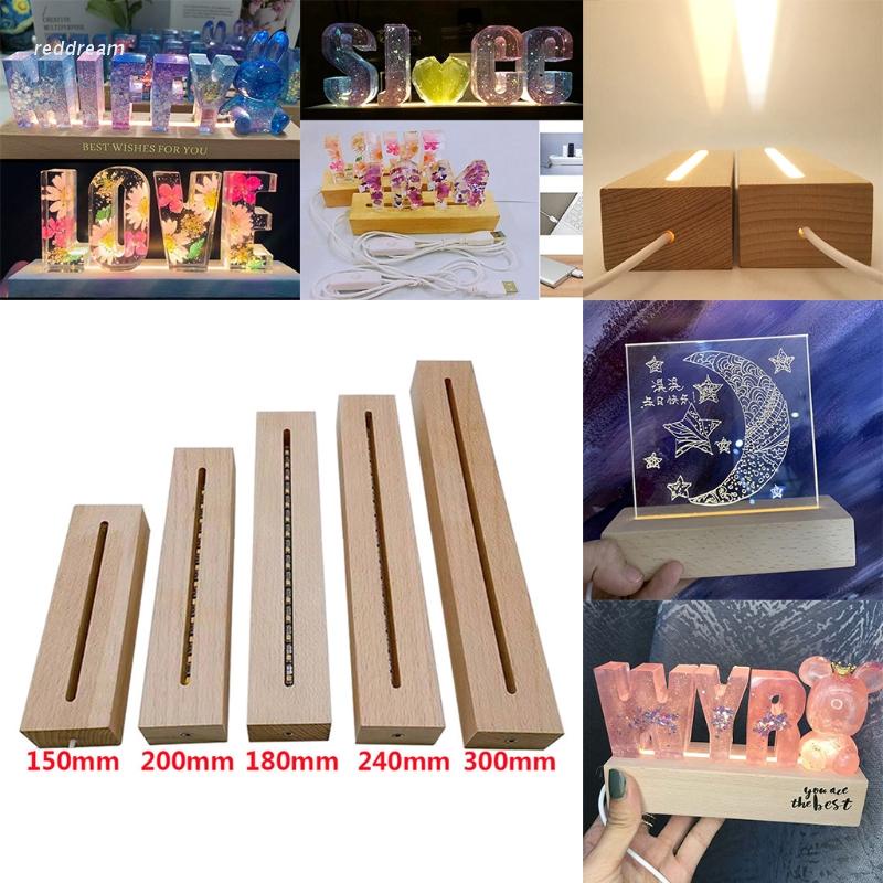 ฐานไม้เรซิ่นสีแดงทรงสี่เหลี่ยมผืนผ้ามีไฟ Led สําหรับตกแต่ง