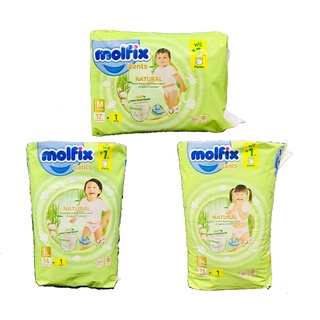molfix โมลฟิกซ์ เนเชอรัล กางเกงผ้าอ้อมเด็กสำเร็จรูป ชาย-หญิง (ห่อเล็ก)