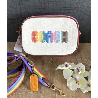 🎀 (สด-ผ่อน) กระเป๋า สีขาวเรนโบว์ 7.5 นิ้ว C9939 Coach Mini Jamie Camera Bag With Rainbow Coach