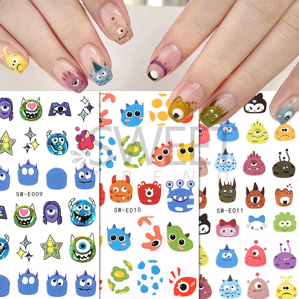สติกเกอร์ ลายการ์ตูนมอนสเตอร์ 3 มิติ สําหรับตกแต่งเล็บ DIY