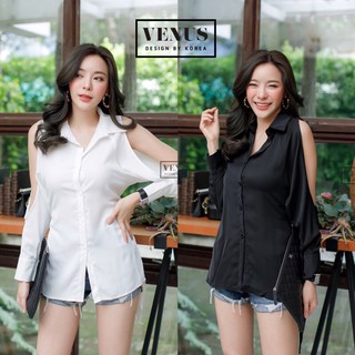 เสื้อเชิ๊ตหน้าสั้นหลังยาว แต่งเว้าช่วงไหล่