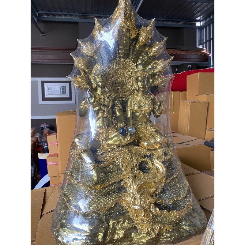 ปู่ศรีสุทโธ เเม่ย่าศรีประทุมมา ปู่ย่า องค์ขนาดใหญ่ กากเพชรระยิบระยับ สูง 24 นิ้ว