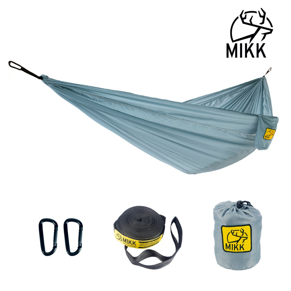 เปลสำหรับเดินป่า Mikk ผ้าไนลอน Ripstop สัมผัสนุ่ม พร้อมสายคล้องแบบแบนและคาราบิเนอร์