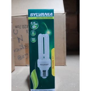 หลอดประหยัด 3U 15W Sylvania แสงวอร์ม  MINILYNX-ECO 827 E27 หลอดซิลวาเนีย