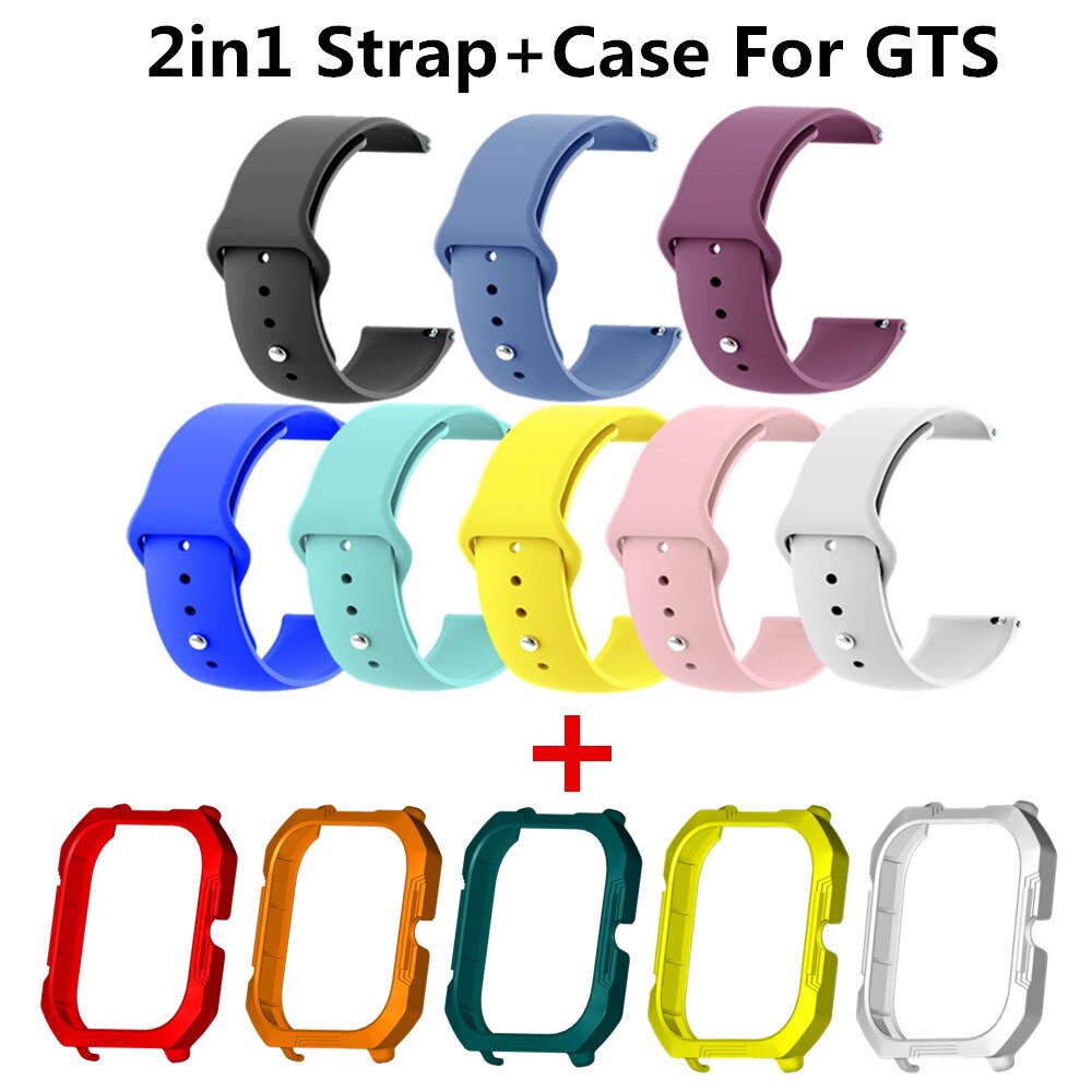 Amazfit GTS Silicone Strap + PC Case 2 in 1 Strap Case for Xiaomi Huami Amazfit GTS Smart Watch