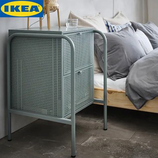 IKEA NIKKEBY นิคเคบี ตู้ 2 ลิ้นชัก ตู้ใส่เสื้อผ้า ตู้เก็บของ สีเทา-เขียว ขนาด 46x70 ซม.