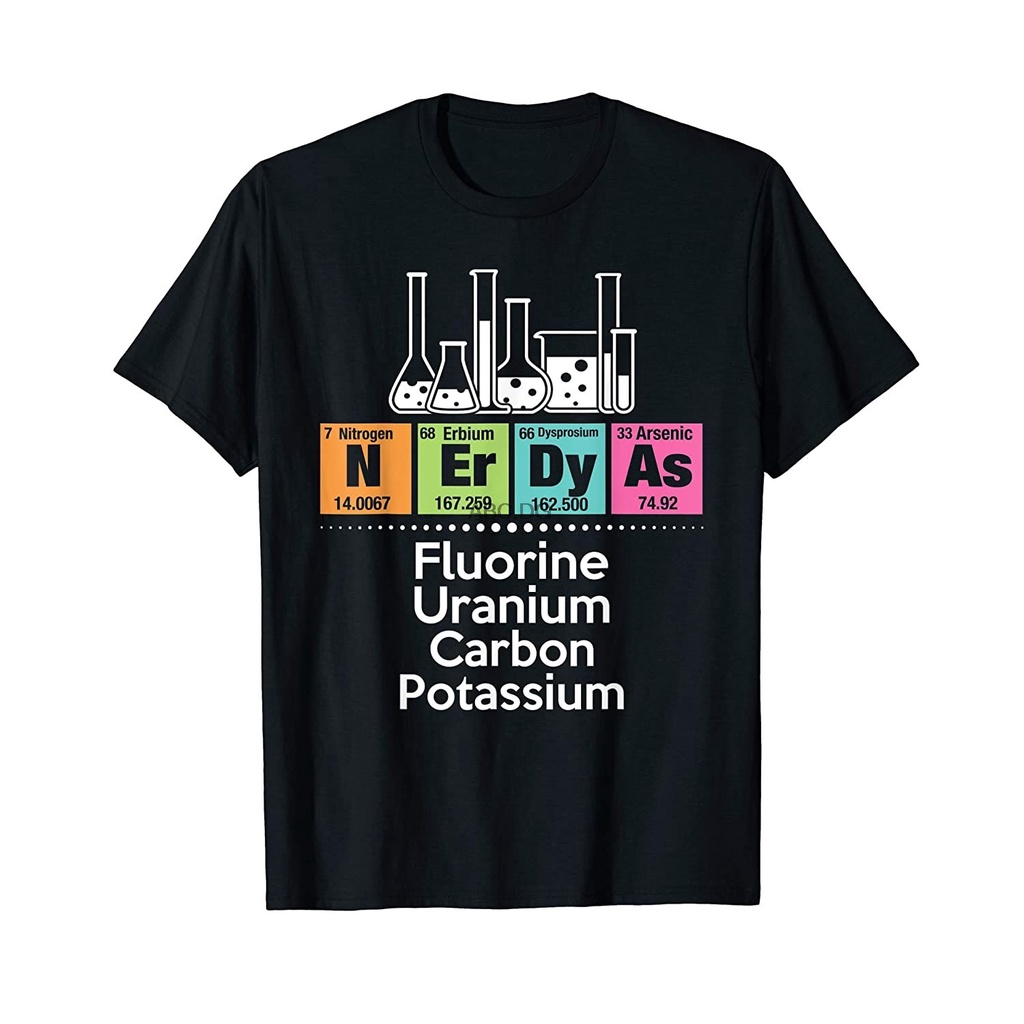 Nerdy As Fluorine Uranium Carbon Potassium - เสื้อยืดวิทยาศาสตร์