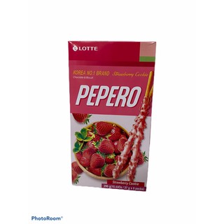 PEPERO Strawberry !! รส สตรอว์เบอร์รี่.. สีชมพู 1กล่อง/บรรจุ8ชิ้น 296g ราคาพิเศษ