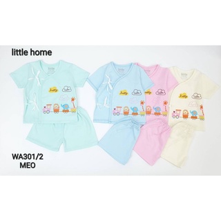 little home babyชุดเด็กแรกเกิดแขน ขาสั้น  ผูกหน้า (0-3เดือน)ผ้าคอตตอน100%