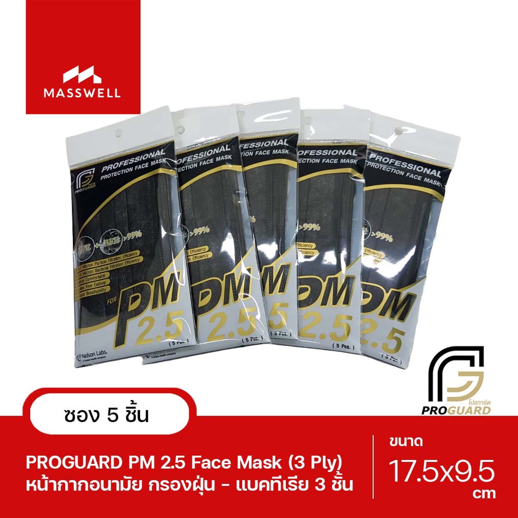 ProGuard หน้ากากกันฝุ่น ป้องกัน PM2.5 - 10 ชิ้น (5ชิ้นX2ซอง) [NS-PM25]