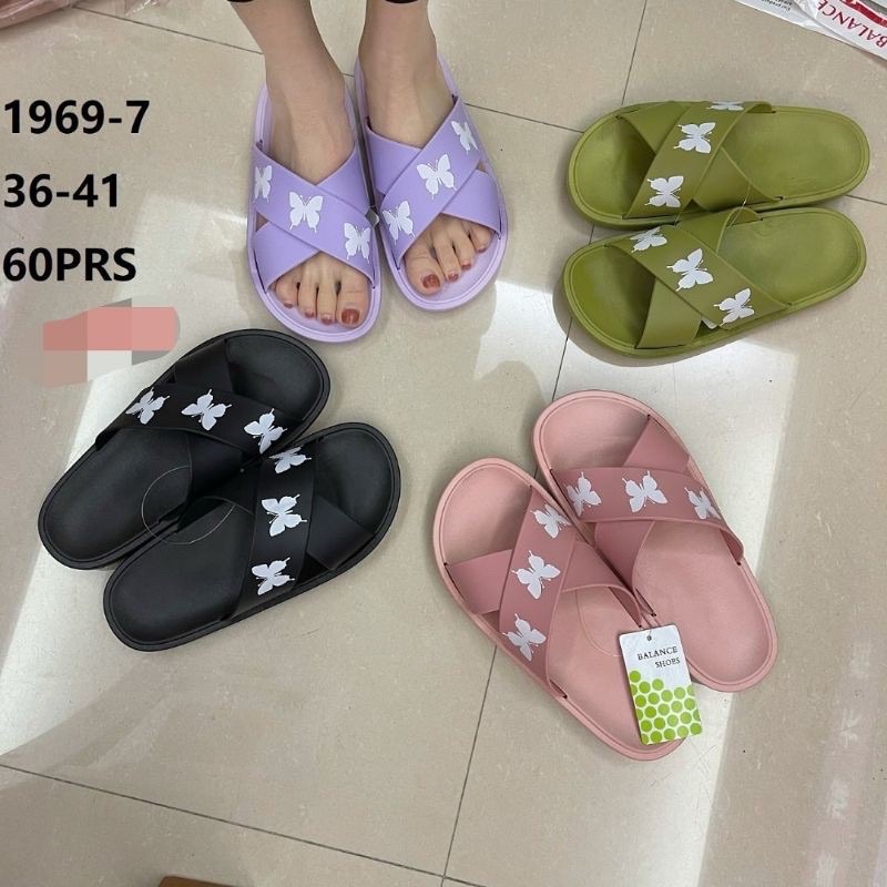 รองเท้าแตะเจลลี่ เนื้อนิ่ม นําเข้า ลายผีเสื้อ 1969-7