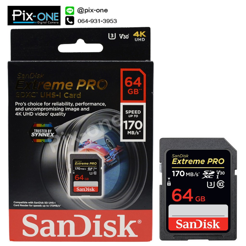 ▥☌SANDISK EXTREME PRO SD 64 GB (170 Mb/s)