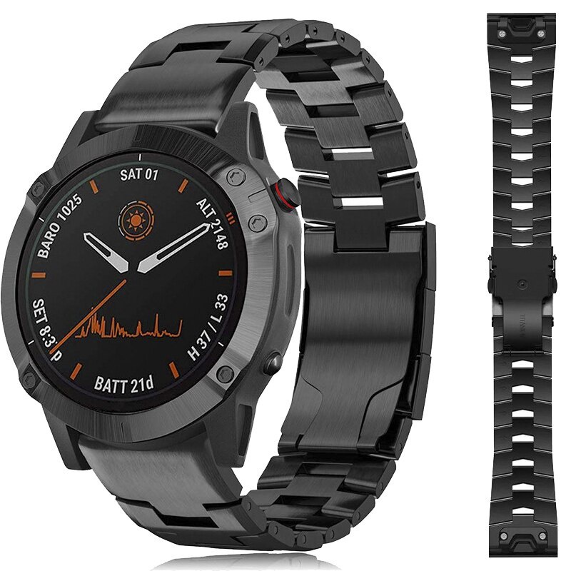 สายนาฬิกาข้อมือไทเทเนียมอัลลอยด์ Garmin Tactix 7 Pro Delta Solar Marq 2 Strap 22 มม. 26 มม.