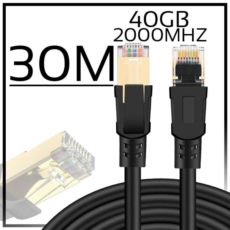 สายแลน Lan CAT 8 ( เลือก )  2เมตร 5เมตร 10เมตร 15เมตร 20เมตร 30เมตร 40Gbps สีดำ แรงที่สุด เร็วที่สุด