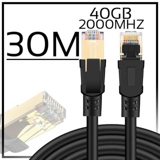 สายแลน Lan CAT 8 ( เลือก )  2เมตร 5เมตร 10เมตร 15เมตร 20เมตร 30เมตร 40Gbps สีดำ แรงที่สุด เร็วที่สุด เข้าหัวสำเร็จรูป