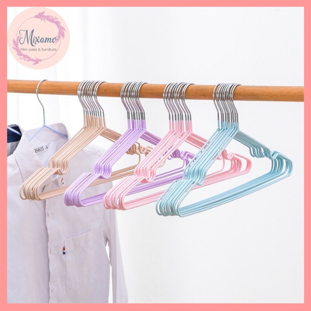 --MXM-- ไม้แขวนเสื้อ แพค4-10ชิ้น สแตนเลสเคลือบPVC #F-0021