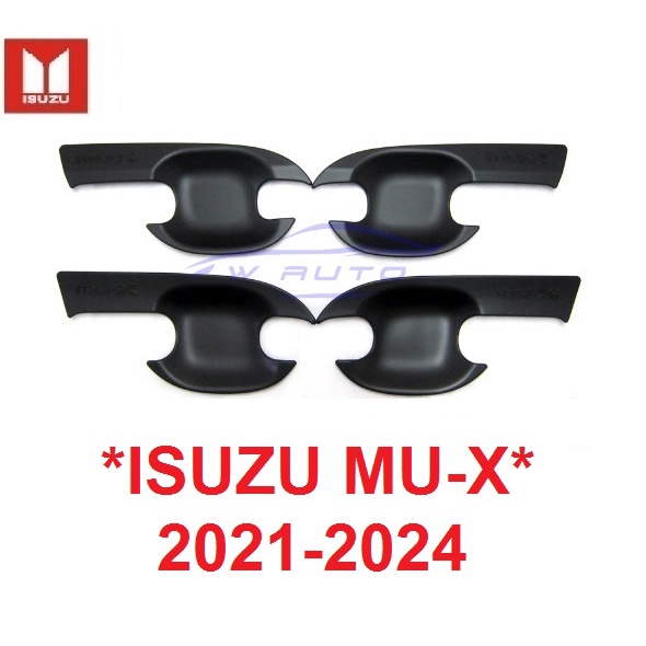 สีดำด้าน เบ้ารองมือเปิด เบ้ากันรอย Isuzu mu x MU-X 2020 2021 2022 อีซูซุ มิวเอ็กซ์ ถาดรองมือเปิด ประตู เบ้ามือเปิดประตู