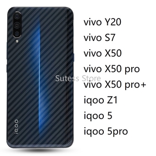 Vivo X50 PRO Plus iqoo Z1 5 S7 Y20 Y12S Carbon Fiber Phone Back Film Soft Protector